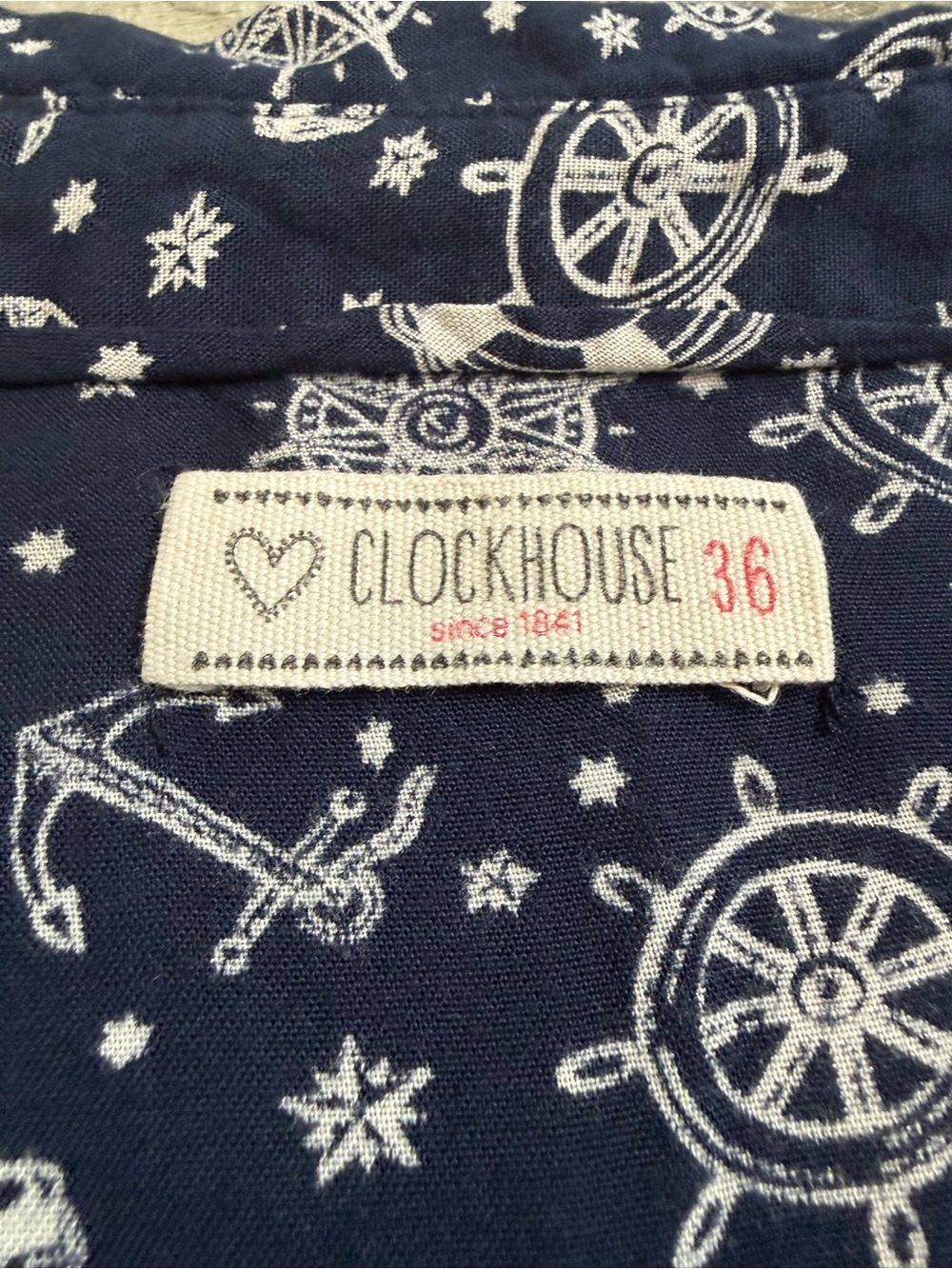Nautical Print Coastal Button-Front Blouse boating beachy - Picture 3 of 6